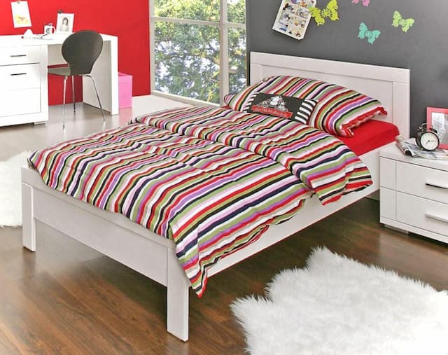 Jugendbett SNOW Bett 90 x 200 cm, Einzelbett in Weiß matt