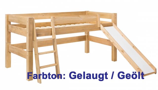 halbhohes MOBY Kinderbett mit Rutsche Kiefer von Dolphin