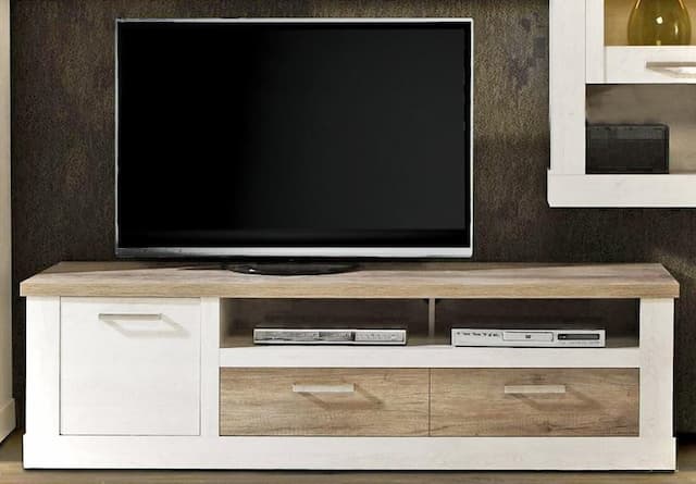 Lowboard DURO TV-Board 2 Schubladen und Gerätefach, Pinie weiß antik