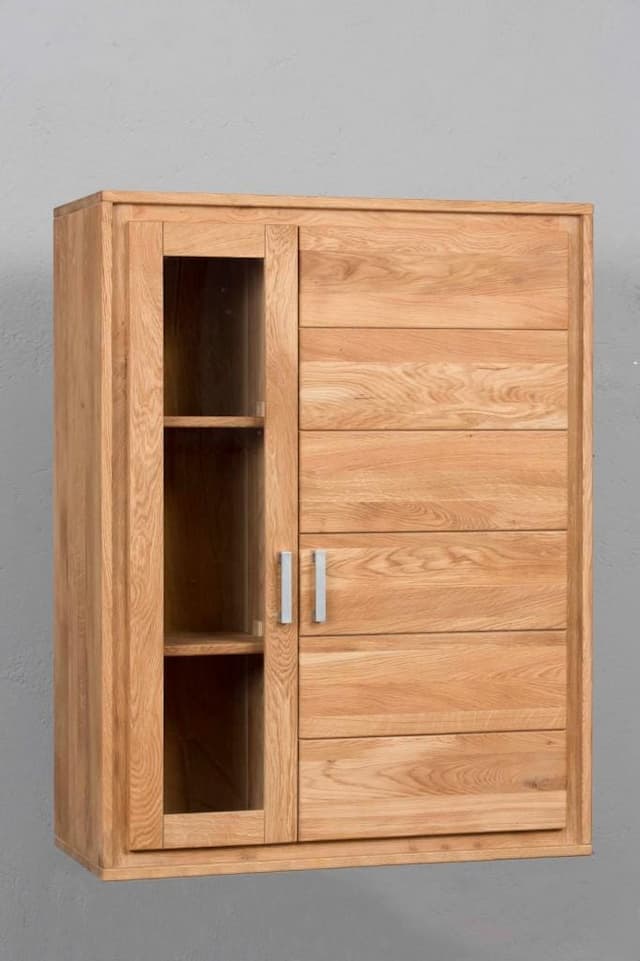 Hängevitrine Basel 2-türig Wildeiche Massivholz geölt/gewachst