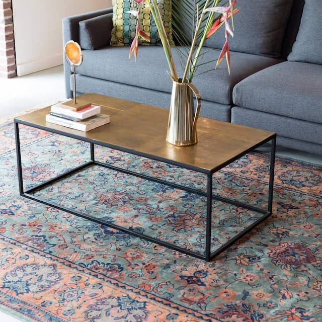 Couchtisch LEE mit Vintage Messing Platte von DutchBone