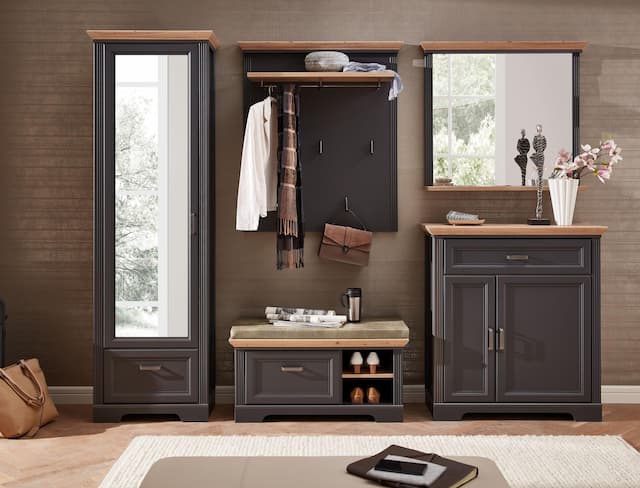 Garderobenset JASMIN GH80 Farbton Graphit und Artisan Eiche 5-teilig