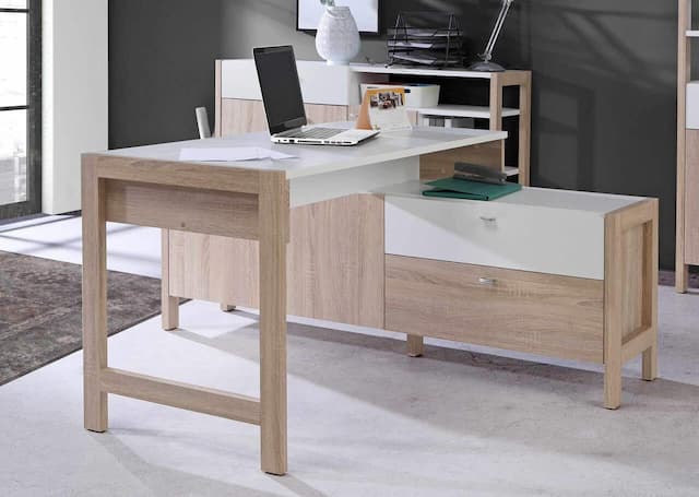 Arbeitstisch Schreibtisch HOYVIK Optik: Sonoma Eiche und Weiß, Forte
