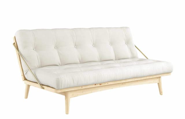 Klappcouch Sofa FOLK mit Klappfunktion Kiefer natur mit Polsterauflage