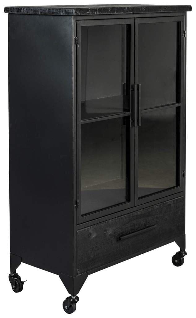 Schwarze Vintage Vitrine Kommode FERRE M