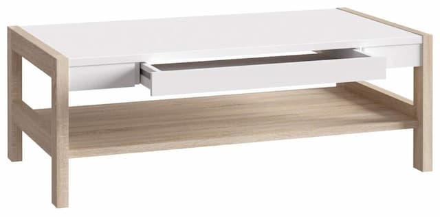 Couchtisch HOYVIK mit Schublade Optik Sonoma Eiche und Weiß, von Forte
