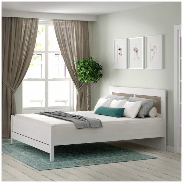 Doppelbett MOONDUST 180 x 200 cm Schneeeiche / Geflechtoptik, Forte