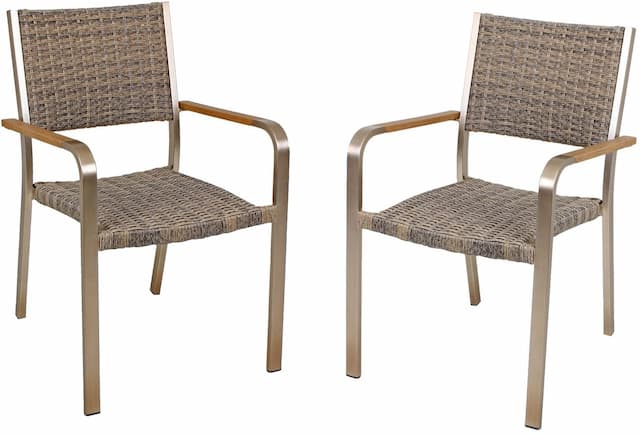 Stapelstuhl FLORENCE 2er Set Alu champagner Kunststoffgeflecht, braun