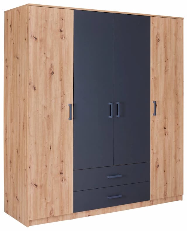 Kleiderschrank LIORA 4-trg. 2 Schubladen Optik Artisan Eiche Anthrazit