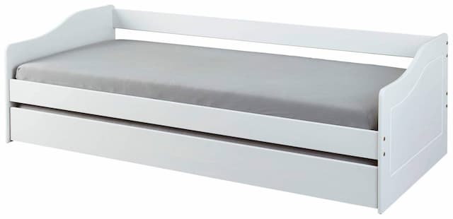Funktionsbett LEONIE 23 Sofabett Kiefer weiß lackiert, mit Schublade