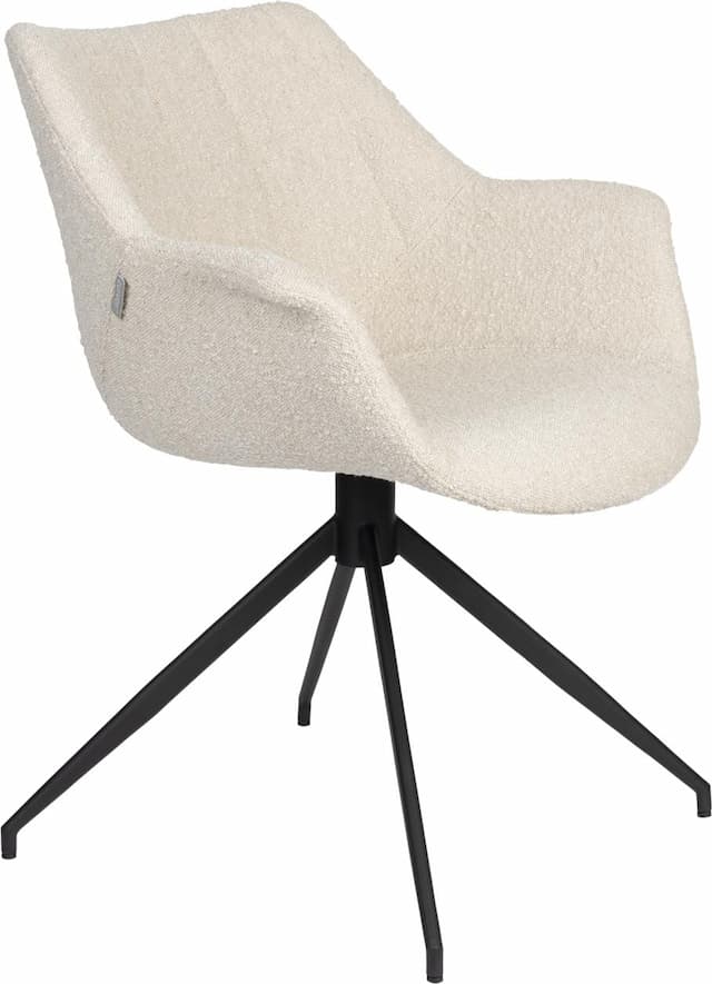 Esszimmerstuhl DOULTON drehbar von ZUIVER mit Bouclé Stoff Beige