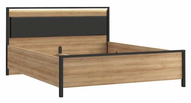 Doppelbett HIGH ROCK 160 x 200 Riviera Eiche Optik / Schwarz, Forte