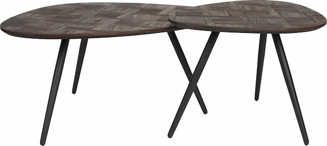 Couchtisch PION 2-er Set aus recyceltem Teakholzfurnier