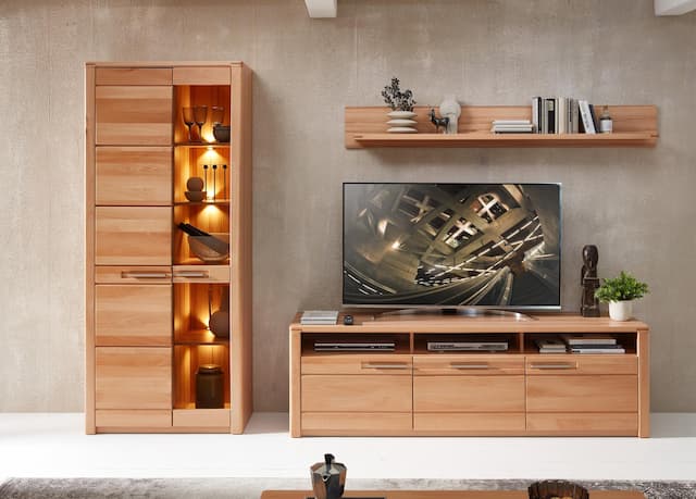 Wohnwand NATURE ONE FF81 - 3-teilig - Front Kernbuche Massivholz