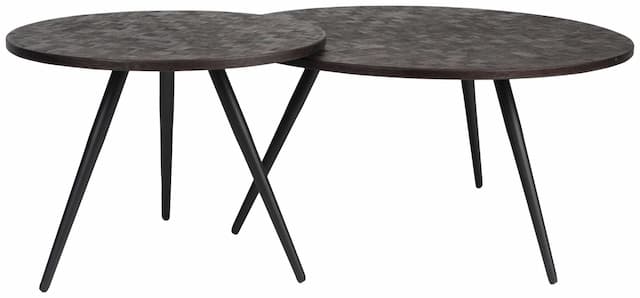 Couchtisch WEBSTER 2-er Set aus recyceltem Teakholzfurnier