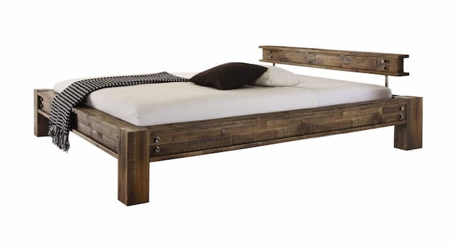 Industrie Balkenbett SAN LUCA von Hasena 180x200 cm Akazie Brown