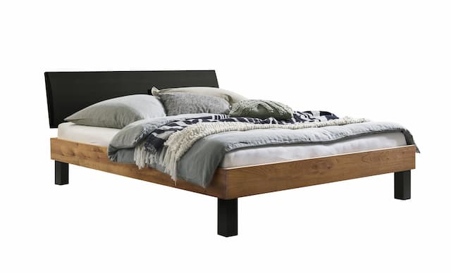 Hasena Bett SONDRIO Wildeiche 140x200 Fuß 25 cm Kopfteil KUL Smoke