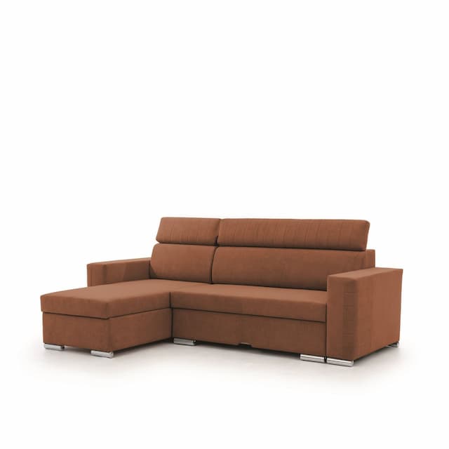 Ecksofa Schlafsofa Sofa CANTON in Stoff Camelia Rostbraun Ottomane Links