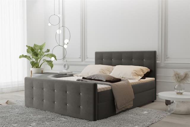 Boxspringbett Schlafzimmerbett MAURO 180x200cm Stoff Soro Graubraun inkl.Bett...