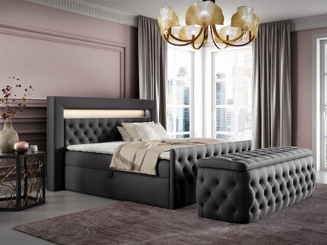 Boxspringbett Schlafzimmerbett ERNESTO Nr.3 120x200cm in Elisa Velvet Anthrazit