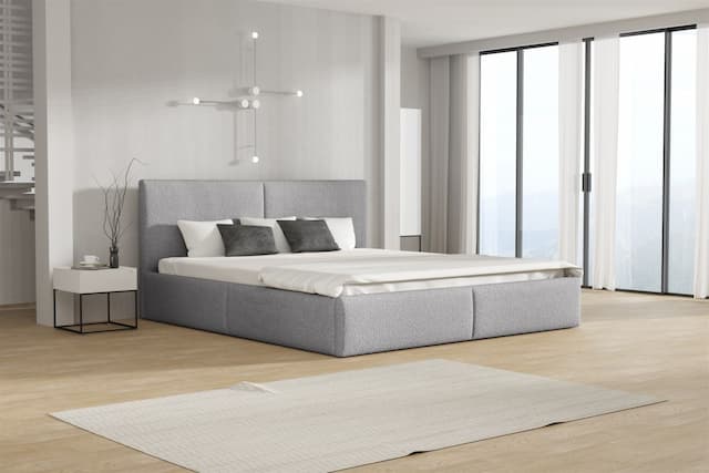 Polsterbett Doppelbett BERGEN 160x200cm Stoff Freya Silbergrau