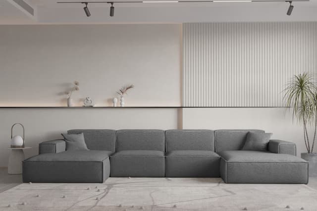 Wohnlandschaft U-Form CELES PREMIUM XS in Stoff Ascot Bukla Graphit