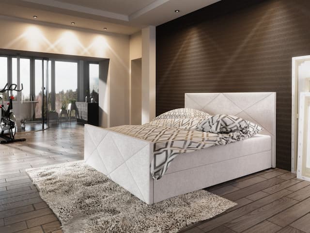 Boxspringbett Bett HUGO -Variante D- 200x200cm Beige inkl.Bettkasten