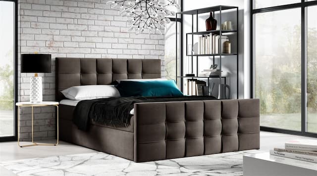 Boxspringbett Schlafzimmerbett OVIEDO LUX 120x220cm Stoff Faro Braun