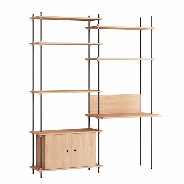 Moebe - Shelving System Workspace - offenes Regal mit Schreibtisch