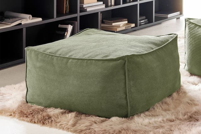 KAWOLA Hocker groß ALEA Cord olivgrün