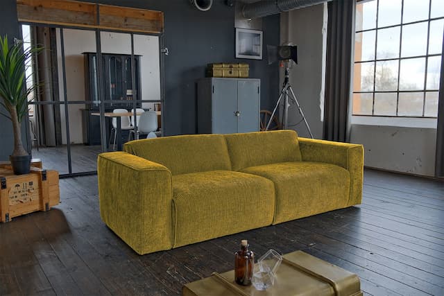KAWOLA Sofa NELE 3-Sitzer Cord senf