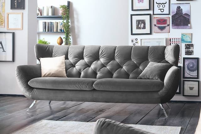 KAWOLA Sofa CHARME Velvet stone