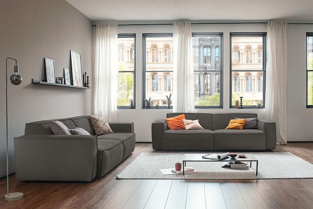 KAWOLA Sitzgruppe SAMU 3-Sitzer 2-Sitzer Stoff grau